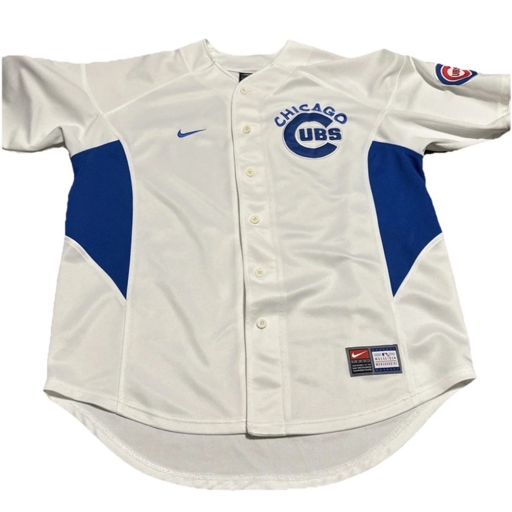 Chicago Cubs White
Jersey Mens Med. National
Cubs Sleeve Patches MLB
Nike Team